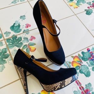 Torrid Ankle Strap Snake Print Heels